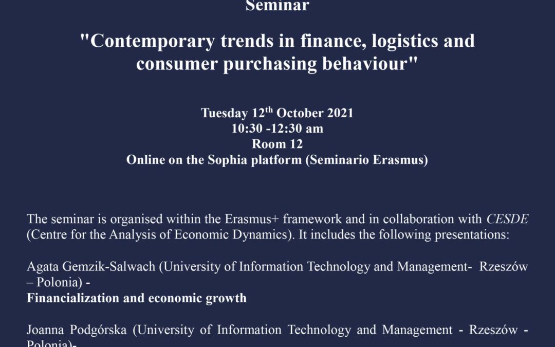 Contemporary trends in finance, logistics and consumer purchasing behaviour